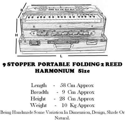Handmade 9 Stopper Harmonium Portable Folding With Padded Bag Indian Cultura Professional image 10