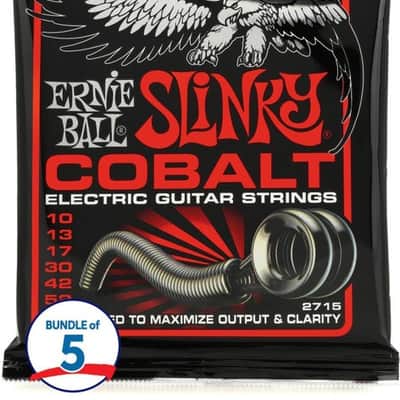 Ernie Ball 2715 Skinny Top/Heavy Bottom Slinky Cobalt Electric Guitar Strings - .010-.052 (5-pack) image 2