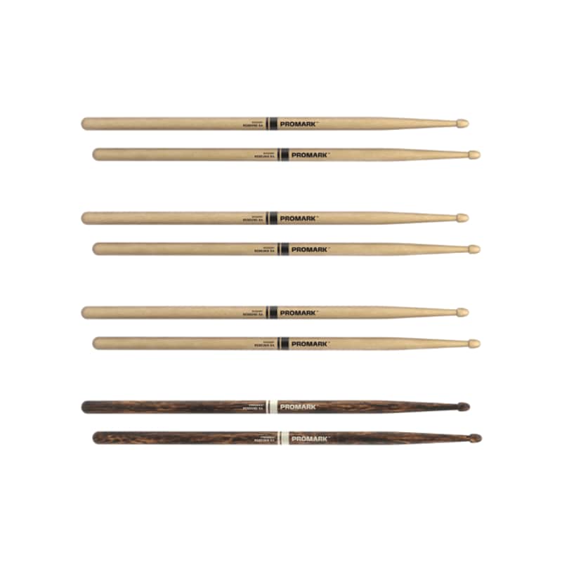 4 Pairs Pack - Pro-Mark Rebound 5A Hickory and Firegrain Drum Sticks Wood Tip RBH565AW-4PFG image 1