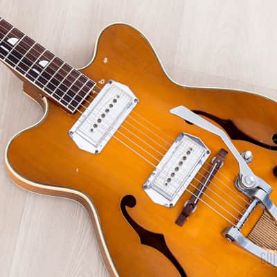 1960s Kay Jazz II Vintage Hollowbody Electric Guitar Sunburst w/ Kleenex Box, Case image 7