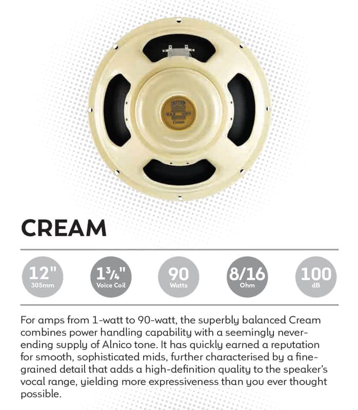 Celestion CREAM 12" 8ohm 90W Alnico Magnet Guitar Speaker 100dB 75Hz T5953 image 1