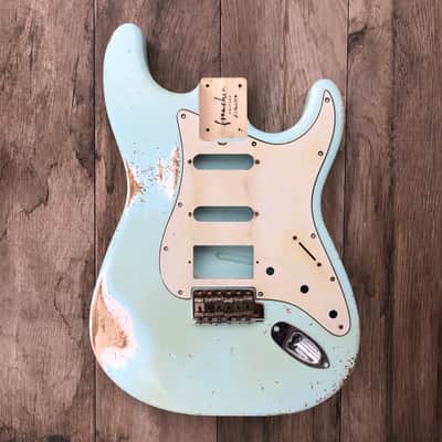 FRANCHIN Mercury guitar body Heavy Relic Aged Sonic Blue 100% Nitro Lacquer HSS Poplar Stratocaster-Strat-S-Style Made in Italy - Stock piece #23400826 image 4