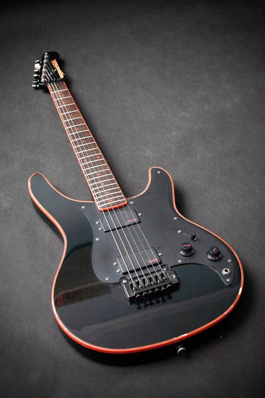 RARE '84 Washburn FORCE 6 Vibrato BBR Black With Red Binding image 1