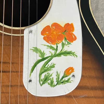 1960's USA Silvertone Parlor Acoustic Guitar Original Floral Artwork Harmony Stella image 5