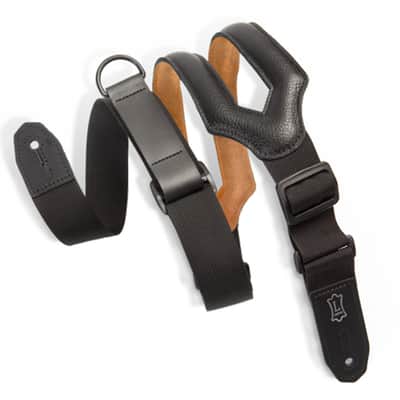 Levy's ergonomic Leather Right Height Series guitar strap Black image 1