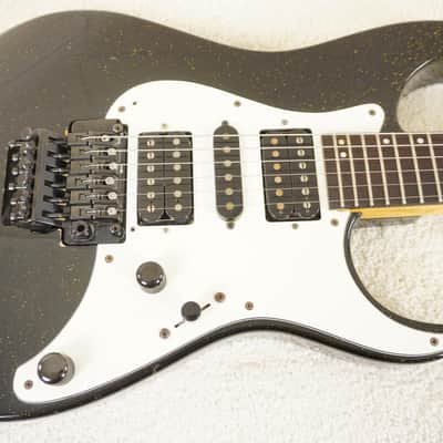Moon Katze HSH Superstrat 1980s Black Gold Sparkle PGM MIJ image 4