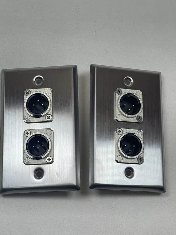 (2) Two Double XLR Single Wall Plates w/ Neutrik NC3MD-L-1 Male Stainless Steel image 1