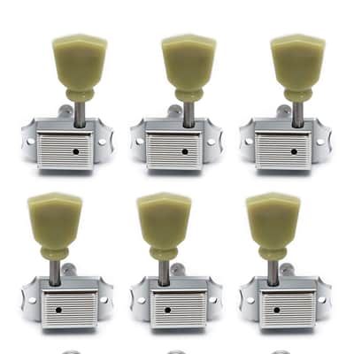 Vintage Guitar String Tuning Pegs Tuning Machines Tuning Keys Machines Heads Tuners Compatible with Les Paul LP SG Style Electric Guitar 3 Left 3 Right, Chrome with Tulip Button. image 1