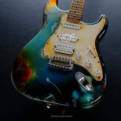 Fender Stratocaster HSS Galaxy Blue Aged Relic by East Gloves Customs (RARE) image 4
