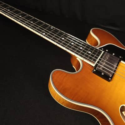 Eastman T484 Gold Burst Finish Flame Maple Thinline Guitar, Hard Case image 13