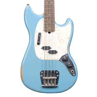 Fender Justin Meldal-Johnsen Road Worn Mustang Bass - Daphne Blue image 1