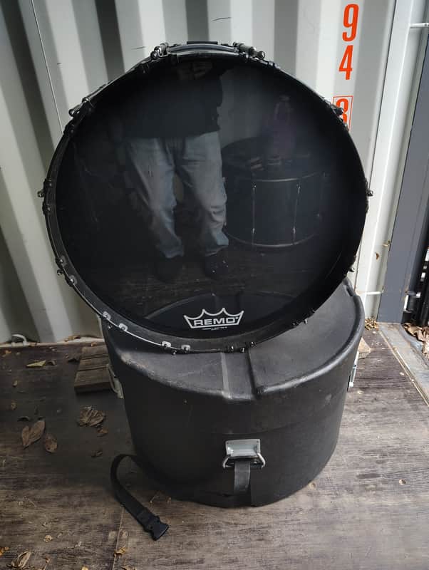 Dynasty 24" Marching Bass Drum with Case - Black Wrap image 1