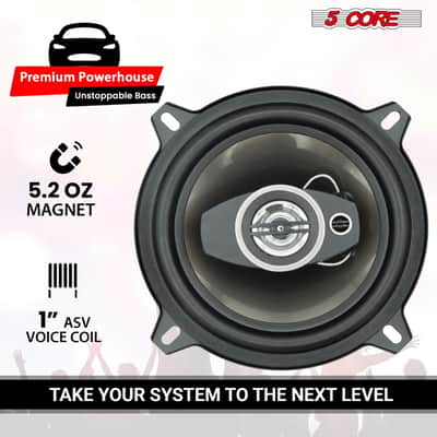 5Core Coaxial Car Door Speakers 5” Pair 350W 4Ohm 2 Way Component Subwoofer Audio w Super Tweeter image 3