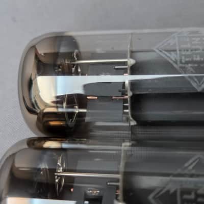 NOS Telefunken Pair EL34 - 5 stapled plate, 1 slot, Double Ring O Getter image 5