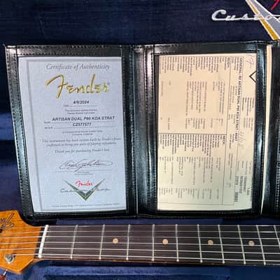 Fender Artisan Koa Dual P90 Strat - Aged Natural image 8