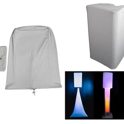 (2) Rockville White 8" PA DJ Speaker Covers+Scrims+Stands+Lights+Event Facade image 7