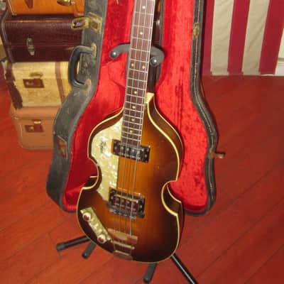 1965 Hofner 500/1 Beatle Bass LEFTY Sunburst w/ Original Hardshell Case image 2