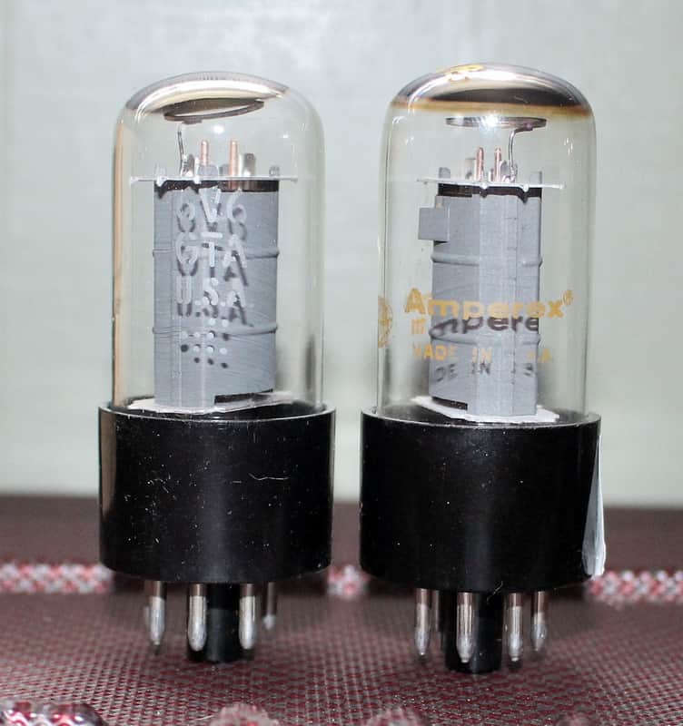 GE 6V6GTA VT-107 PERFECT MATCH PAIR GRAY PLATE HALO GETTER TEST NOS+ VINTAGE 1971 image 1