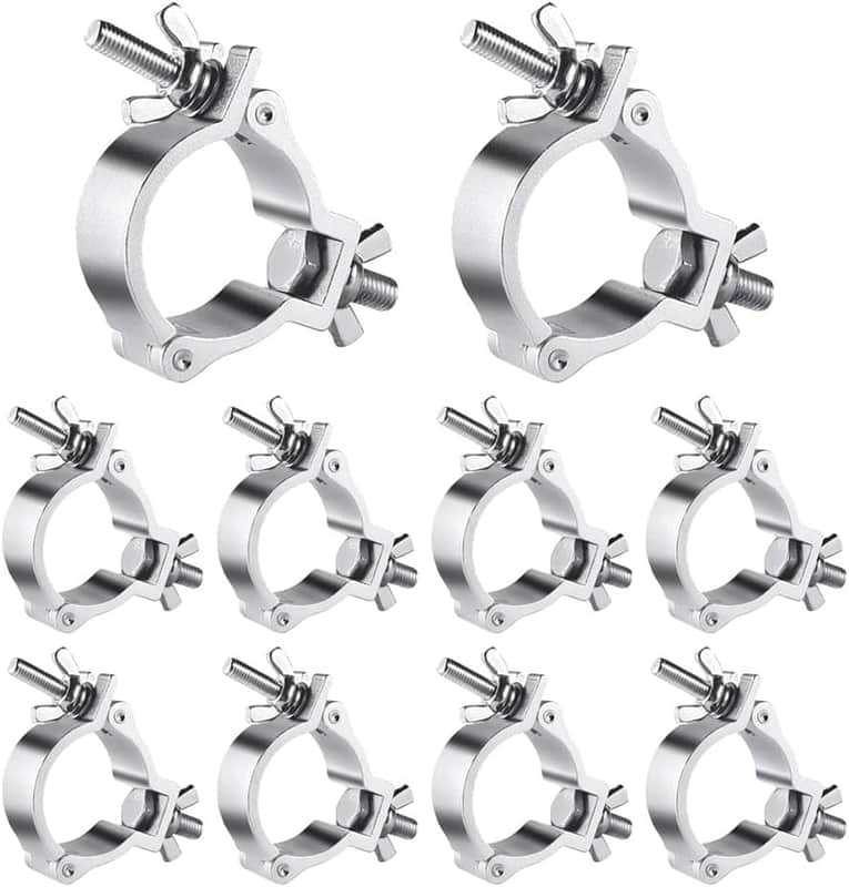 2 Inch Truss O Clamps, 10 Pack Aluminum Stage Light Clamps for Truss, Heavy Duty 220LB LED Par Light Moving Head Lighting clamps, Fit for 48-52mm OD Tube/Pipe image 1