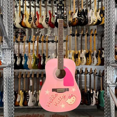 Squier Hello Kitty Dreadnought Acoustic Pink + Strap And Original Box image 2
