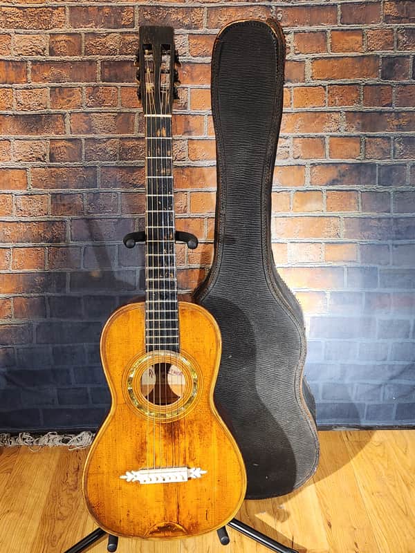 Very Early & Super Cool German Made 1850s-70’s Parlor Acoustic Natural w/ '30s Chipboard Case image 1