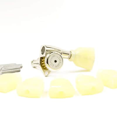 Genuine Hipshot Pearloid A04 Tuner Buttons, Set of 6, Fits Hipshot and most Grover