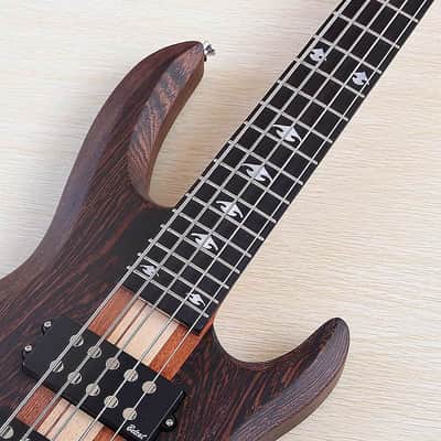 Wenge Wood Custom 5 Electric String Bass, Maple Neck Through image 11