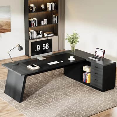 78" L-Shaped Music Production Desk – Executive Studio Workstation with Drawers image 4