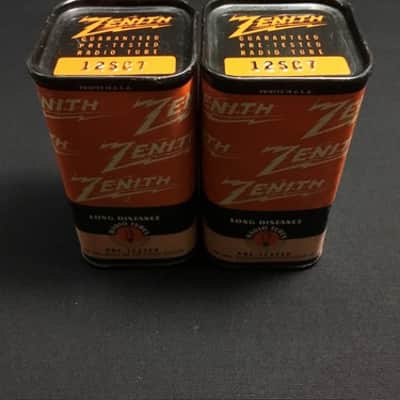 NOS PAIR ZENITH 12SC7 Vintage AUDIO AMP VACUUM TUBES USA Sealed Tins I.7731-D image 1