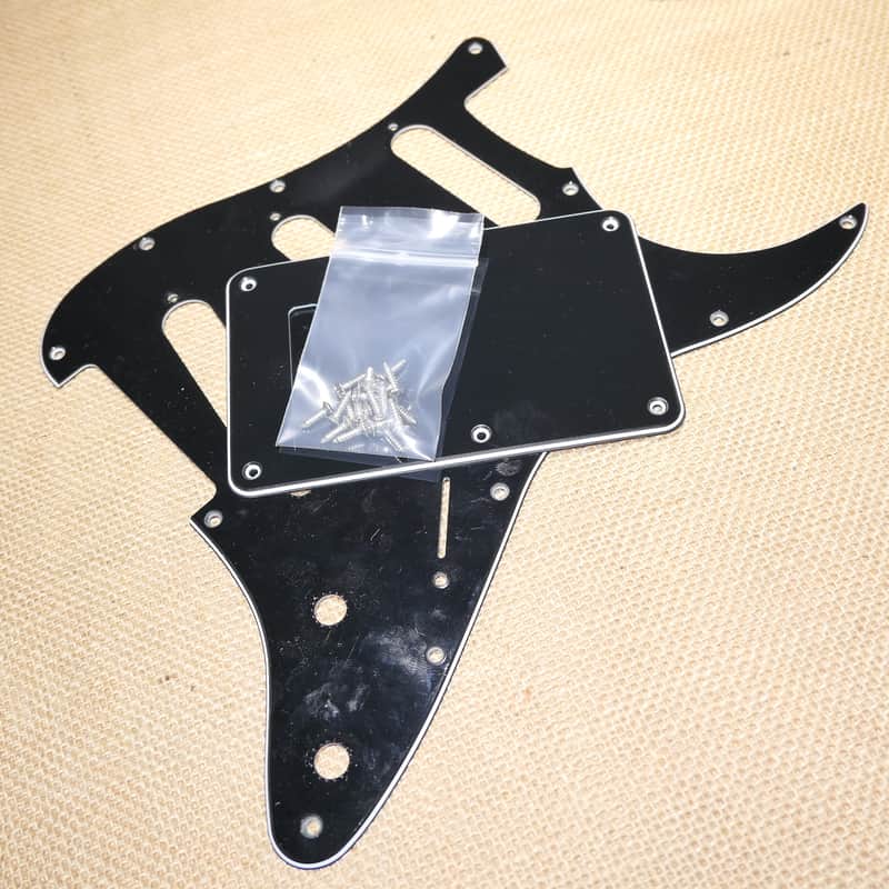 Stratocaster Lace Sensor Pickguard + Back Plate Black Same Day Shipping #DK01