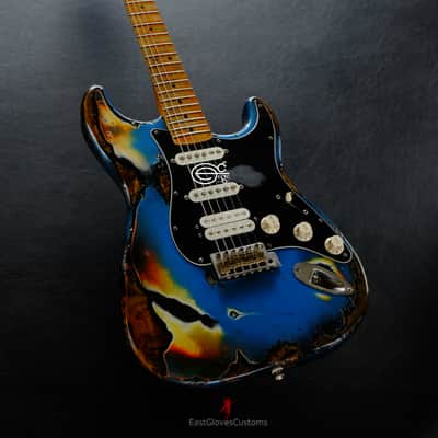 Fender Stratocaster Special Edition HSS Pelham Blue/Sunburst Heavy Aged Relic by East Gloves Customs image 1
