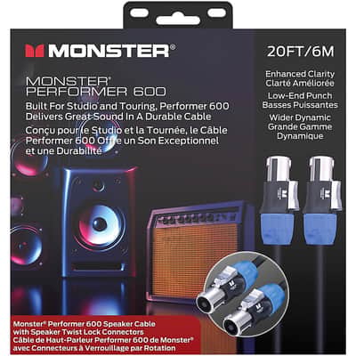 Monster Cable Prolink Performer 600 Speaker Cable with Speak-On Connectors Regular 20 ft. Black image 2