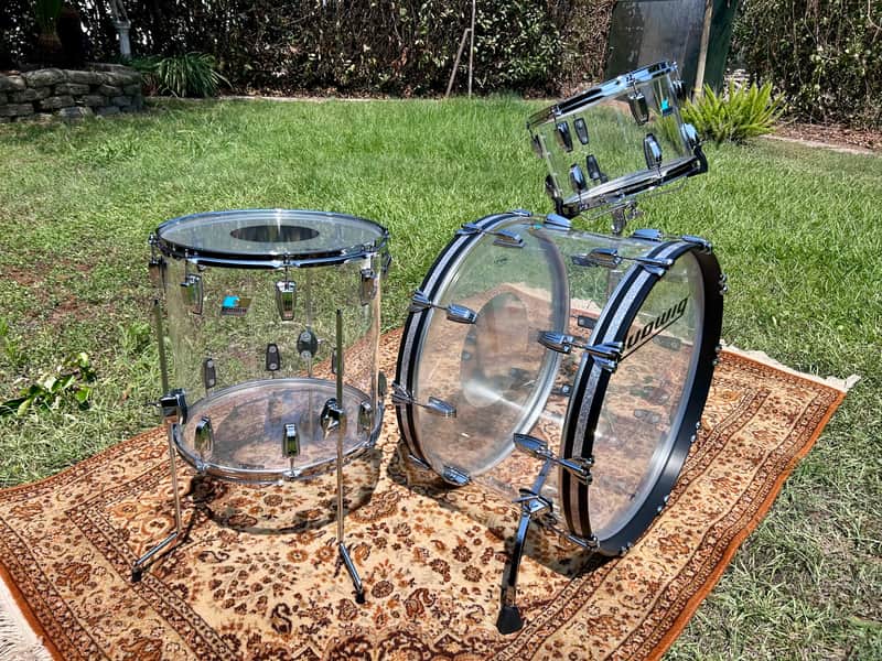 Ludwig Vistalite Clear Pro Beat 14x24/16x16/9x13 Acrylic Kit Drums Shell Pack image 1