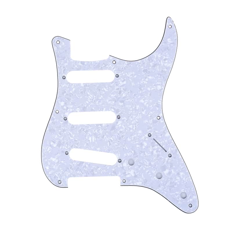 Brio 8-Hole 57 Vintage Style Strat SSS Pickguard for American Stratocaster 4 Ply Pearloid White image 1