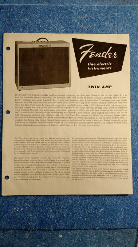 Fender Twin Dealer Sheet 1955 image 1
