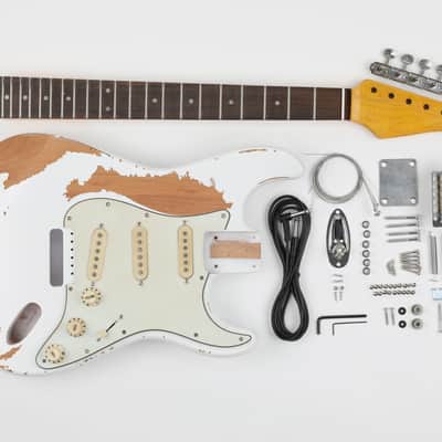 AE Guitars® Build Series Complete Guitar Kit Vintage White Nitro Finish image 1