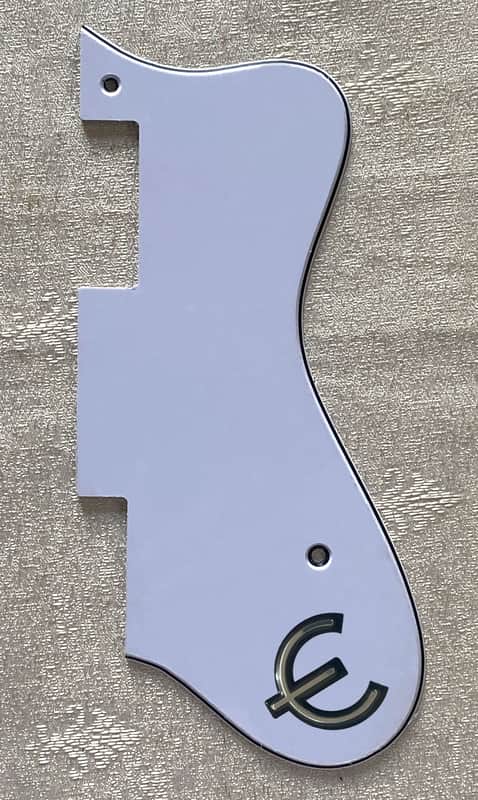 Custom Guitar Pickguard For Epiphone Dot Style Scratch Plate,3 Ply White & E Logo image 1