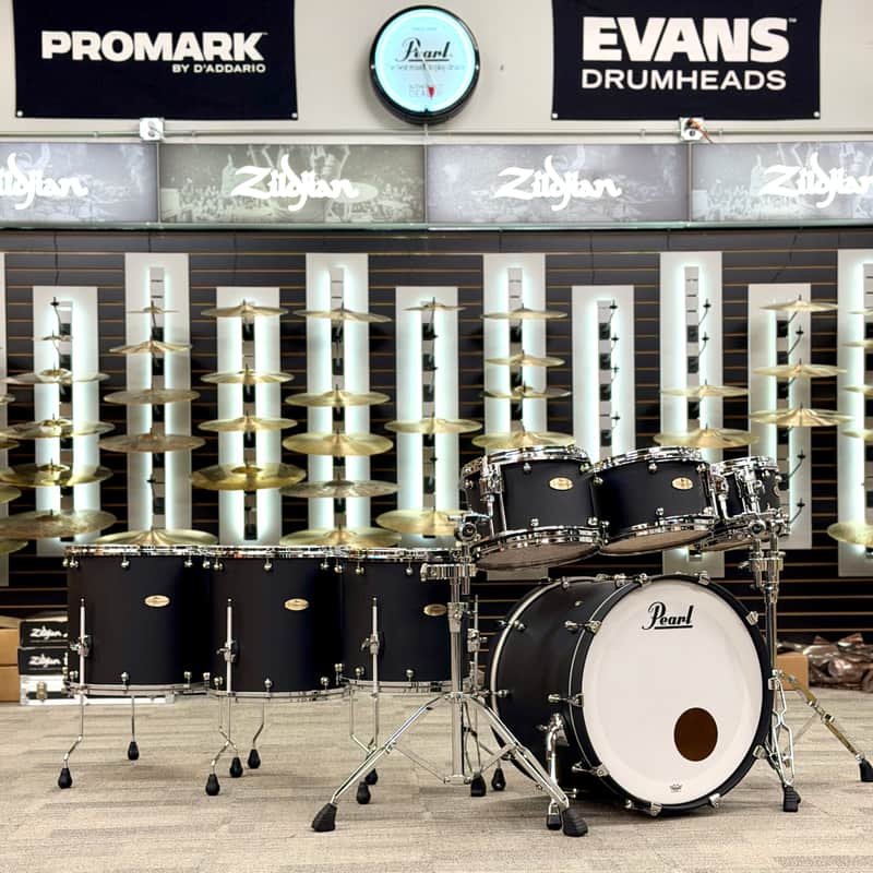 PEARL 7PC REFERENCE ONE 22-10-12-13-14-16-18 MATTE BLACK - PLAYED BY DENNIS CHAMBERS - FLOOR MODEL image 1