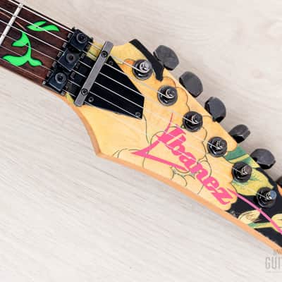 1997 Ibanez JEM77-FP Steve Vai Signature Vintage Guitar Black Floral Pattern image 4