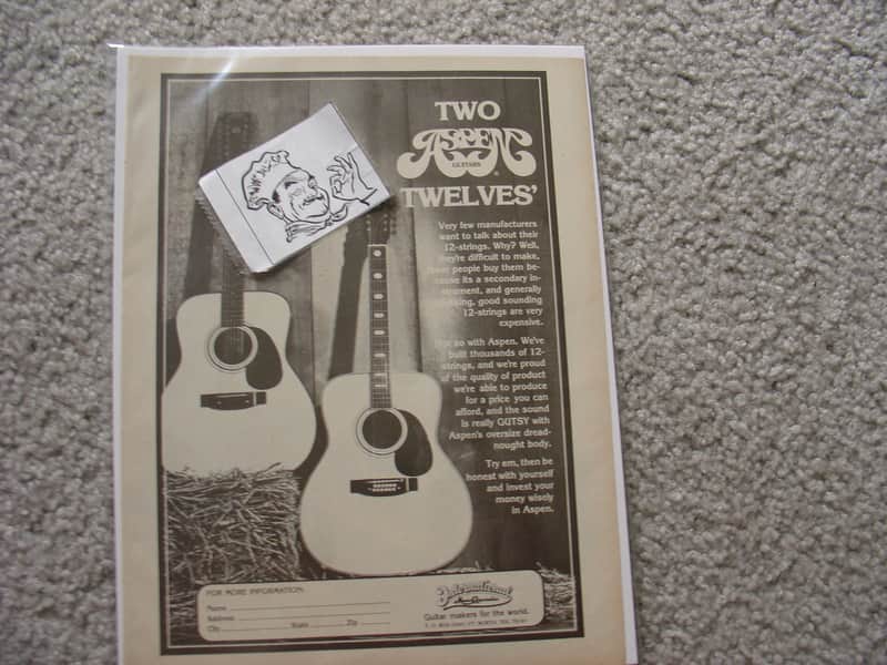 Aspen Vintage Advertisement for Aspen Guitar 1970's image 1