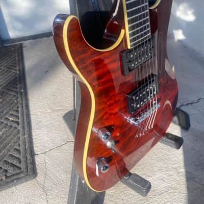 2008 Washburn X-Pro 50 Q Left-Handed Red Quilt Top with Softshell Case image 6
