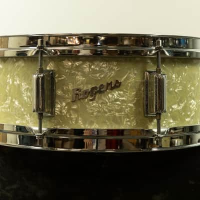 1960s Rogers 5x14 White Marine Pearl Tower Snare Drum image 1