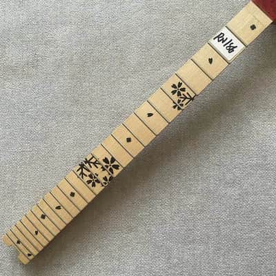 Red Left Handed Guitar Maple Wood Neck, 24 Frets Fingerboard image 13