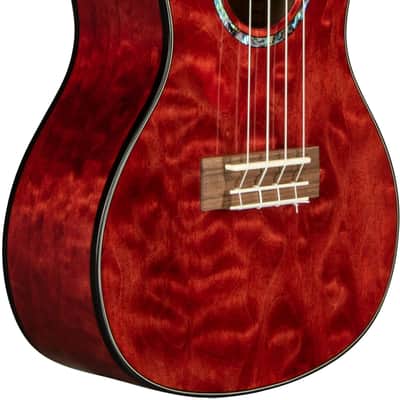 Lanikai QM-RDCEC Quilt Maple Acoustic-Electric Concert Ukulele with Soft Case (Red Stain) image 5