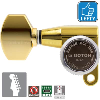 NEW Gotoh SG360-07 MGT 6 In-Line Locking Mini Tuners LEFT-HANDED - GOLD
