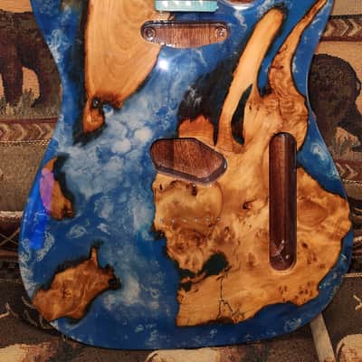 Telecaster Style Body and Neck Clear Resin on top of Redwood image 2