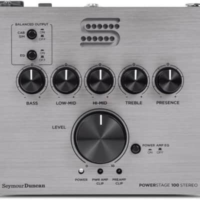 Seymour Duncan PowerStage 100 Stereo Pedalboard Amp Bundle with 10 ft Pig Hog PCH10BK Black Woven Instrument Cable and Liquid Audio Instrument Polishing Cloth - 100 Watt Stereo Guitar Amp Head image 2