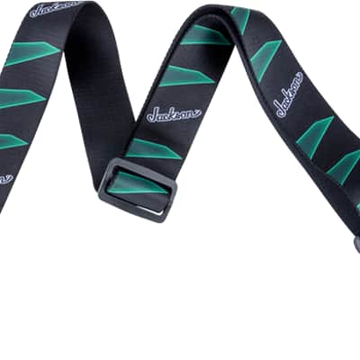 Genuine Jackson Logo Guitar Strap, Headstock Pattern, Black/Green image 5