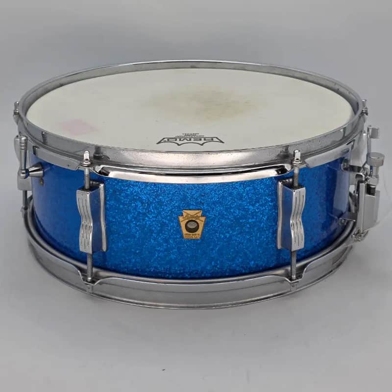 Used Vintage Ludwig Snare Drum 14x5 Blue Sparkle - Good image 1