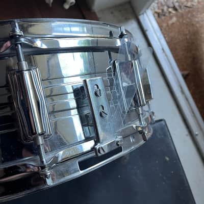 Vintage 1970s Pearl Model B4514 Chrome Over Brass Snare Drum (Stewart Copeland) 5 x 14 image 4